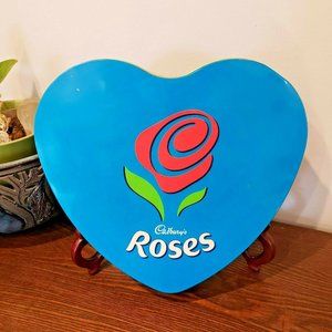 Vintage Cadbury's Roses Tin Heart Blue Red Metal Chocolate 750g Box Only